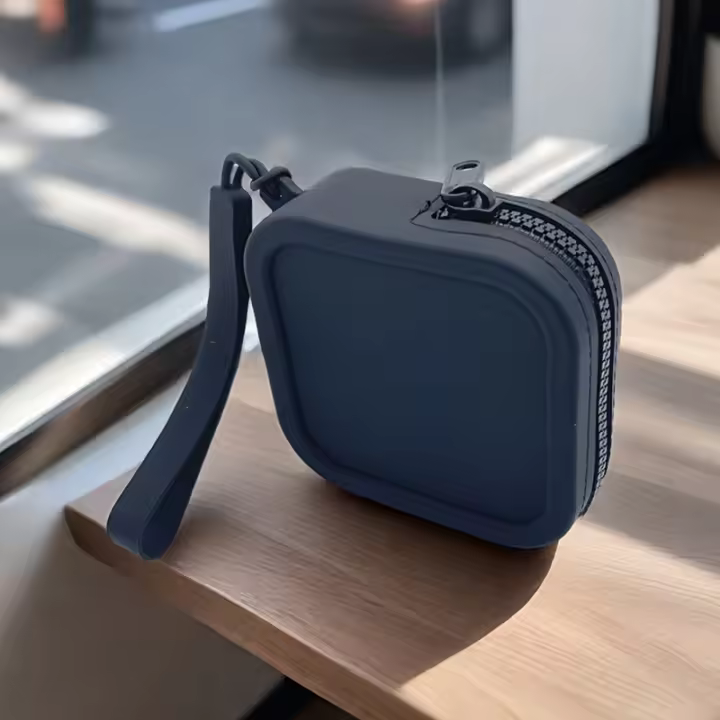 Bolso Cuadrado De Silicona Organizador Monedero Impermeable Con Cierre De Cremallera Bolso Para Cosméticos Y Auriculares Para Estudiantes Unisex - 1