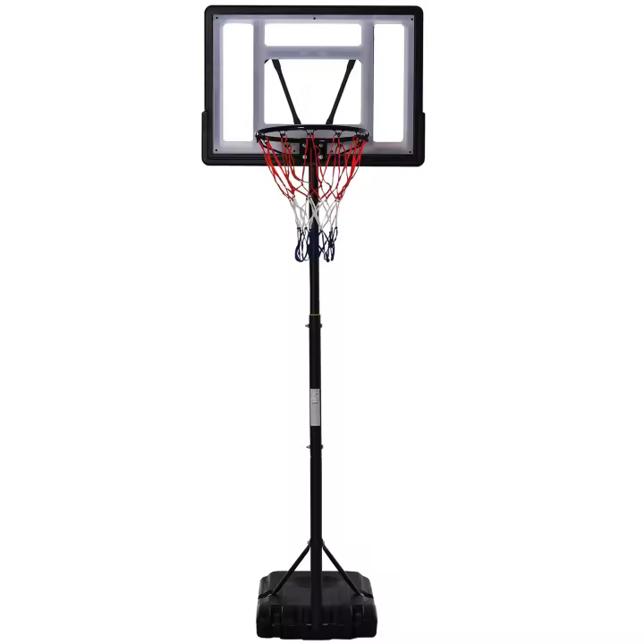 HOMCOM Aro de baloncesto para exteriores, aro de baloncesto independiente, altura ajustable de 203 cm a 258 cm con ruedas, tablero sólido, base con peso, color negro - 1