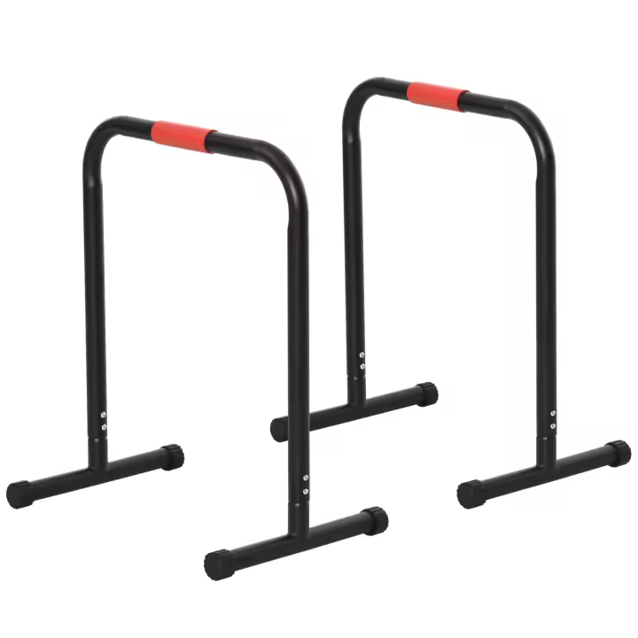 HOMCOM Barras Paralelas Training Soporte con Mango Extra Ancho para Flexiones Inclinadas Musculación Calistenia Dips 63x41x73 cm Negro - 1