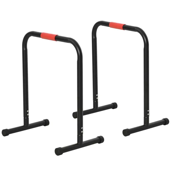 HOMCOM Barras Paralelas Training Soporte con Mango Extra Ancho para Flexiones Inclinadas Musculación Calistenia Dips 63x41x73 cm Negro - 1