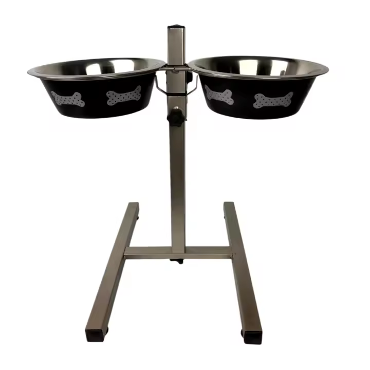 Comedero Doble Ajustable en Altura Calidad Moly de 1.4 L de 22 cm X 2 - 1