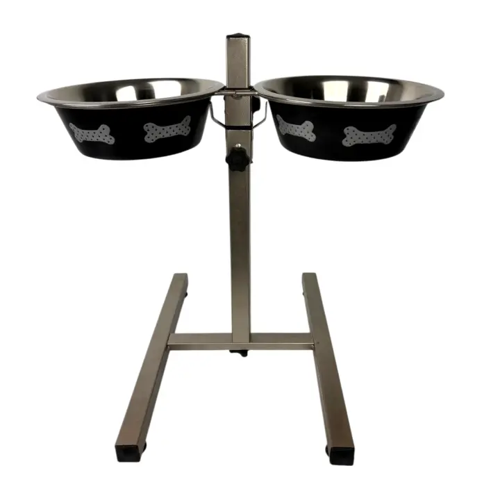 Comedero Doble Ajustable en Altura Calidad Moly de 1.4 L de 22 cm X 2 - 1