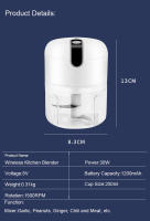 Mini Trituradora De Alimentos Eléctrica Recargable 250ml Processor De Verduras Y Ajo Para Cocina Portátil Plástico 30W 5V - details 7