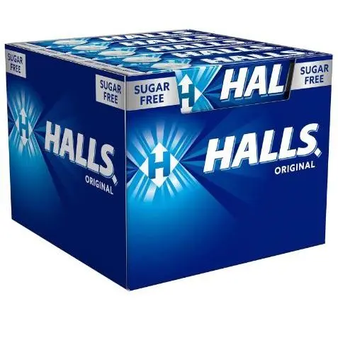 HALLS caramelos duros sabor eucalipto original sin azúcar 32 g - CAJA de 20 Paquetes - 1
