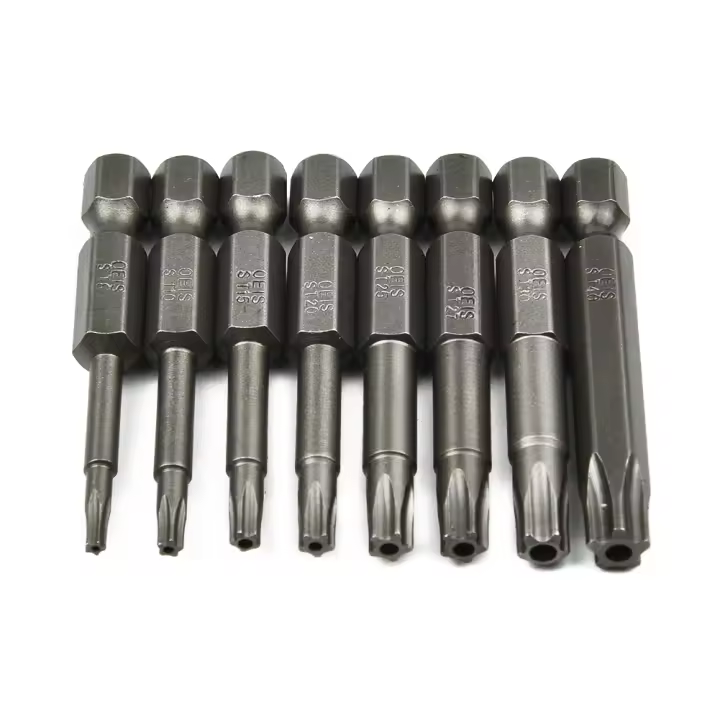 Kit De Puntas De Destornillador Torx 5 Puntos 8 Piezas 50mm Con Agujero Central Herramientas Eléctricas Y Manuales 1/4" Hex Shanks - 1