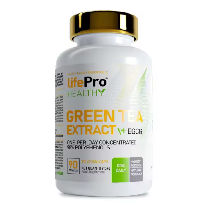LIFE PRO NUTRITION GREEN TEA + EGCG 90 VEGANCAPS 98% POLYPHENOLS - Ayuda en Pérdida de Peso - Aumenta Foco y Concentración - 1