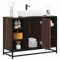 vidaXL Armario lavabo baño madera ingeniería 80x33x60 cm en color Gris sonoma/Roble Sonoma/Marrón roble y más | almacenamiento funcional diseño moderno para baño dormitorio sala - details 2