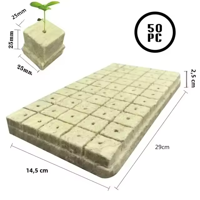 Cubes De Cultivo Hidroponico De 25x25x25mm 50pcs Medio De Cultivo Stonewool Substrato Sin Tierra Bloque De Semillero De Lana De Piedra - 1