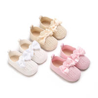 Zapatos De Caminar Para Bebés Niñas Primavera Verano Con Lazo Suaves De Algodón Resistente a Golpes Cierre SLIP-ON Transpirables Talla True - details 2