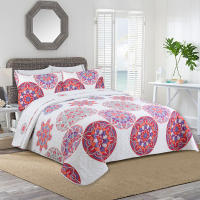 Novotextil - Colcha Estampada para Cama Desde 90 Hasta 180 - Tejido 100% Algodón - Cubrecama Fino de Microfibra - Incluye Fundas de Cojín - Primavera/verano - Colores Vivos - details 1