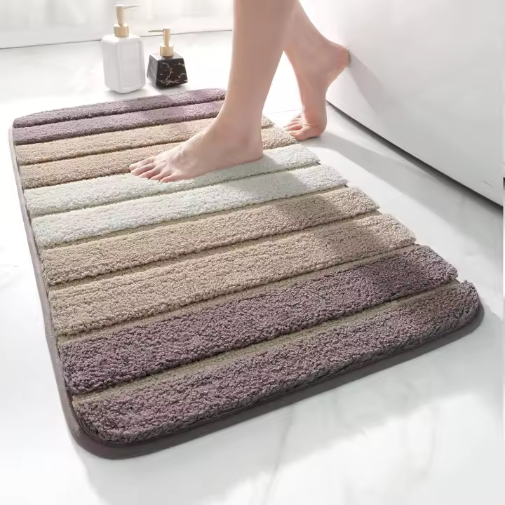 Alfombra Baño Antideslizante,Alfombrilla de Baño Absorbente,Alfombra De Baño Lavable a Máquina con Microfibras Suaves de Agua para Bañera,Ducha y Baño (40 x 60 cm,Beige) - 1