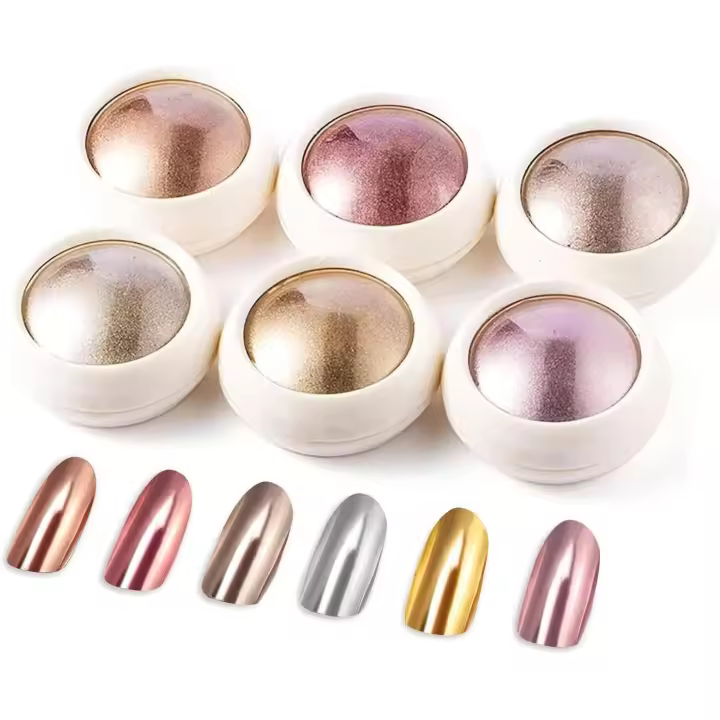 Polvo de uñas cromado de oro rosa [Actualización 2024] Polvo de uñas holográfico metálico [Efecto súper espejo] Polvo de brillo de uñas brillante con efecto espejo mágico - 1