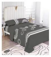 3 Piezas Juego de Sabanas Estampadas Cama 90 cm Gris Points - Primavera Verano - Algodón/Poliéster - Bajera, Encimera y Funda de Almohada - details 0