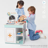 Teamson - Set hospital de madera 3 en 1 para niños, incluye clínica veterinaria, hospital y salón de mascotas, juego de roles para pequeños doctores y veterinarios, juguetes educativos multifuncionales, recomendado a partir de 3 años, 17 piezas - details 1