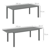 Outsunny Mesa de Jardín Extensible Mesa de Comedor Exterior Mesa de Terraza Rectangular para 6 -8 Personas con Marco de Aluminio Carga 50 kg para Balcón 180/240x94x73 cm Gris Oscuro - details 2