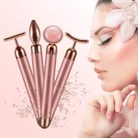 Rodillo De Cuidado Facial De 4 En 1 Con Vibración De Cristal De Rosas De Apatita Rodillo De Jade Para Lifting Y Adelgazamiento Massajeador De Ojos T/V Shaped Belleza Cuidado - details 0