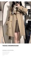EVNISI Chaqueta De Trench Elegante Para Mujer Doble Botón Slim Con Cinturón Estilo Oficina Elegante Viento Otoño Invierno Calle 2024 - details 2