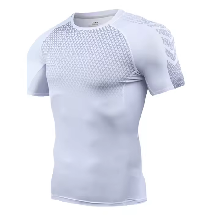 Camiseta De Compresión Corta Con Gráficos Para Hombres Camiseta Deportiva De Secado Rápido Para Gimnasio Y Correr Top De Verano Camiseta Básica De Deporte - 1