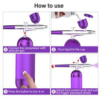 Kit De Pistoleta Aire Airebrush Para Uñas Con Compresor Portátil Pintura De Uñas Y Artesanías Herramienta De Belleza Multifuncional Recargable Metal - details 12