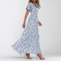 Vestido Largo Elegante Con Cuello En V Para Mujer Traje De Boda De Noche Fiesta Vestido De Fiesta Manga Corta Adecuado Para Primavera Verano Otoño - details 24