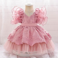 Vestido De Tule Puff Para Bebé Niña Cumpleaños Bautismo 1 Año Vestido De Princesa Para Fiestas Niñas Recién Nacidas 0-2Años - details 3