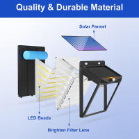 Lámpara Solar Exterior Con Sensor De Movimiento 238 LED Luz De Pared Segura Con 3 Modos De Iluminación Luz De Inundación Solar - details 6