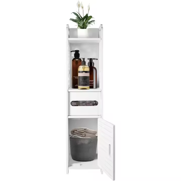 Youyijia 3 Tier Bathroom Storage Cabinet Floor Standing Display Cabinet Home Storage Furniture Organizer Unit for Office Living Room Kitchen Entryway White (3 Tier) - 1