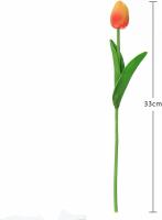 10 PCs Tulipán, Toque Real, 33 cm de Largo, Flores Artificiales Decorativas para Ramos de Boda, Hogar, Hotel, Jardín, Actividades de Navidad, Juguetes, Telas, Naranja - details 3