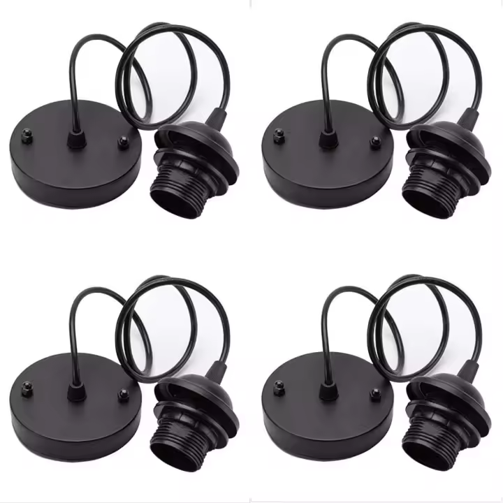 Kit de lámpara de araña de 4 piezas, soporte Edison con cable E27, cabezal de lámpara de dientes completos de 100 mm para bombilla colgante - 1