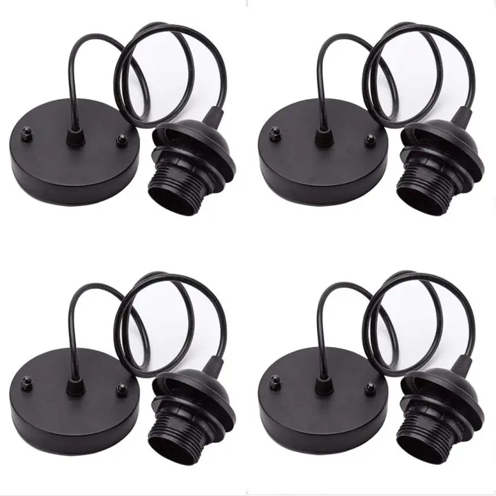 Kit de lámpara de araña de 4 piezas, soporte Edison con cable E27, cabezal de lámpara de dientes completos de 100 mm para bombilla colgante - 1