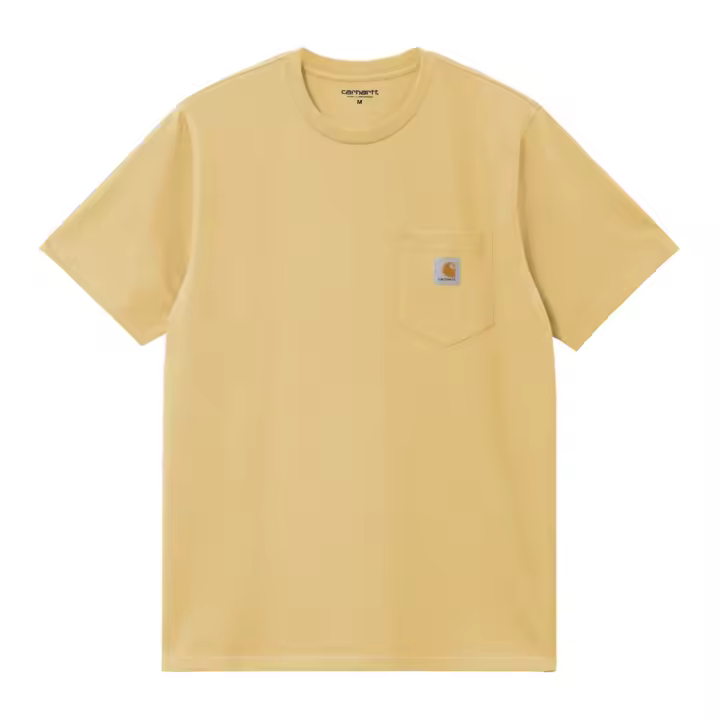 Camiseta Amarilla Con Bolsillo Carhartt S/S Pocket T-Shirt Air Yellow Logo Clásico - 1