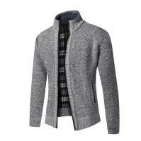 Cardigan De Cuello Alto Para Hombre Con Cremallera Thicken De Algodón Tejido En Jacquard Suéter Grueso Y Caliente Para Otoño Y Invierno Estilo Casual - details 3