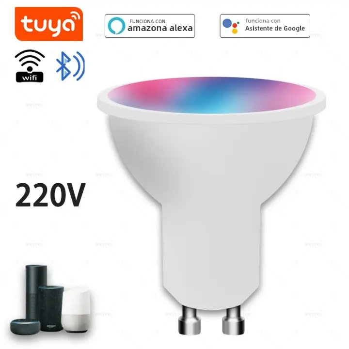 Bombilla LED Inteligente Tuya Wifi 9W GU10 220V RGB Spot De Control Por Voz Compatible Con Alexa Y Google Assistant Regulable Y Duración De 40000 Horas - 1