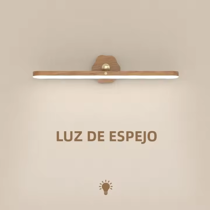 Lámpara De Noche LED De Madera Con Espejo Luz Frontal Recargable Portátil Magnética Para Pared Para Dormitorio Lámpara De Borde Táctil - 1
