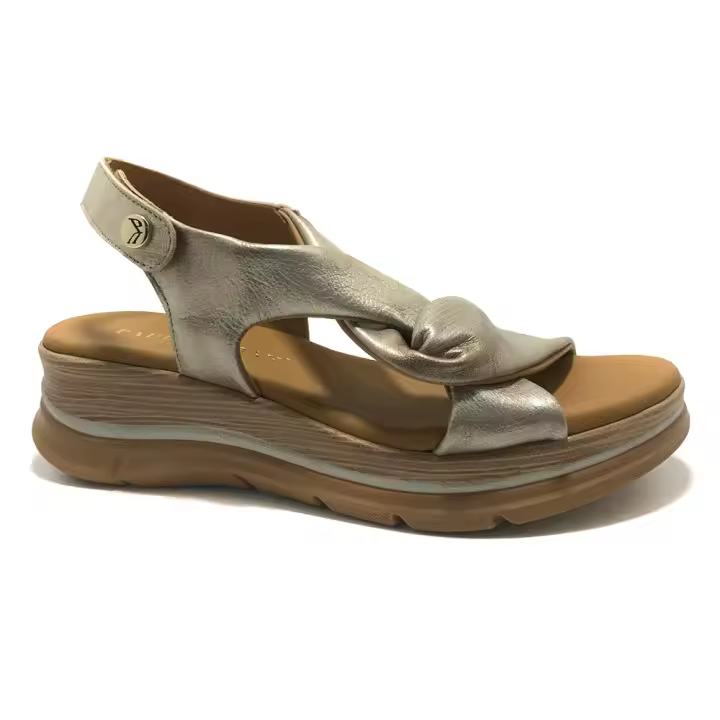 Paula Urban 24-669  Sandalias Para Mujer Con Cuña  Planta De Gel  Color Platino - 1