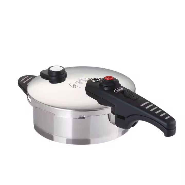 G-SOLA Olla a Presión Acero Inoxidable 18/10 [2.5L, 4L, 6L, 8L] – Doble Nivel de Cocción Rápida/Súper Rápida, Triple Seguridad, Apta para Inducción y Lavavajillas + Recetario David de Jorge - 1