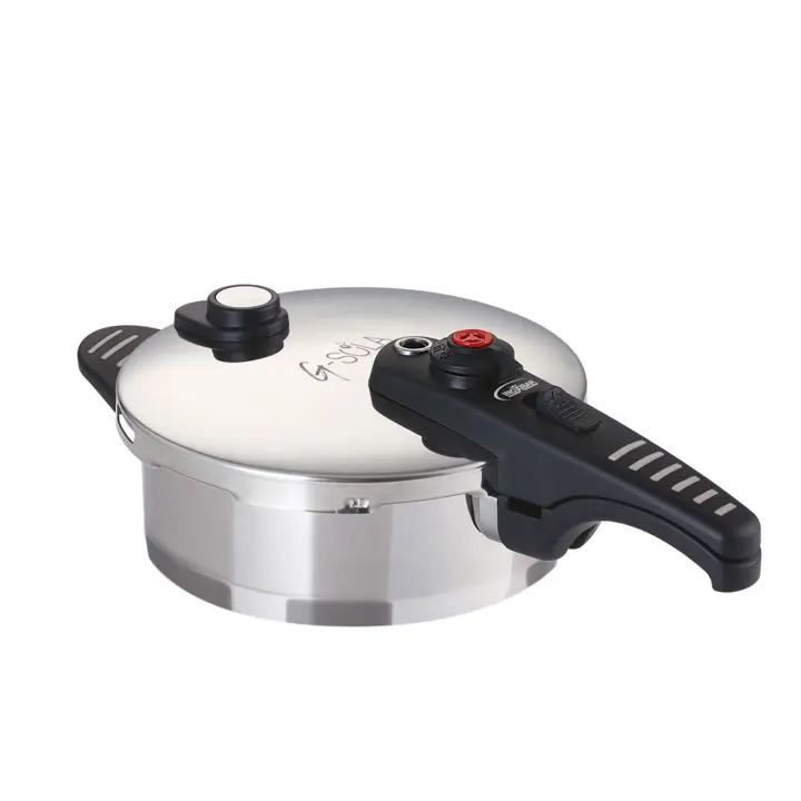 G-SOLA Olla a Presión Acero Inoxidable 18/10 [2.5L, 4L, 6L, 8L] – Doble Nivel de Cocción Rápida/Súper Rápida, Triple Seguridad, Apta para Inducción y Lavavajillas + Recetario David de Jorge - 1