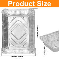 50Pcs Bandejas De Aluminio No Adhesivas De 1100ml Bandejas De Hornear Reutilizables Contenedores De Alimentos De Grado Alimenticio - details 1