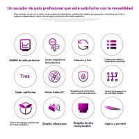 【Regalo para mamá 🎁 】Secador de Pelo 2000W Alta Potencia 2 en 1 - Peluquería Profesional & Hogar, Temperatura Constante con Protección, Ion Negativo, Alta Velocidad y Bajo Ruido - Portátil para Styling - details 3