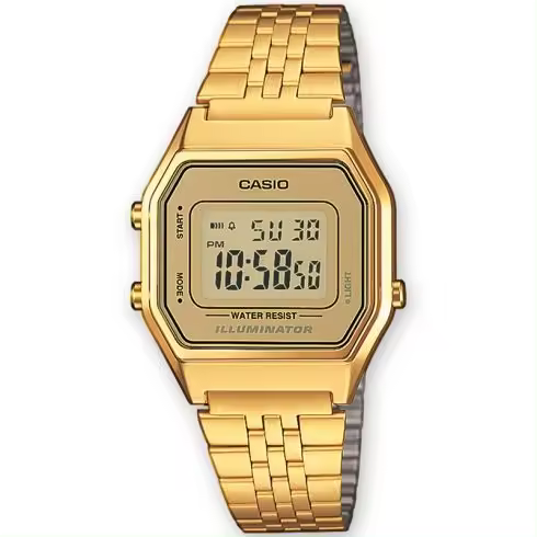 Casio 3284 LA680WGA-9 - Reloj Digital Retro Vintage, Dorado con Cronómetro, Alarma y Calendario Automático - 1