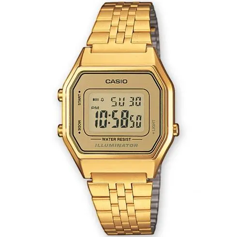 Casio 3284 LA680WGA-9 - Reloj Digital Retro Vintage, Dorado con Cronómetro, Alarma y Calendario Automático - 1