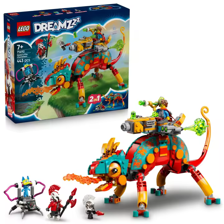 [PREVENTA] LEGO® DREAMZzz™ Camaleón Llameante de Mateo Juguete Imaginativo, Animal de Fantasía, Regalo para Niños y Niñas de 7 Años o Más, Z-Blob y Minifiguras de un Héroe y un Villano 71492 - 1