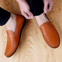 Zapatos De Cuero Genuino Para Hombre Casual Lujo Mocasines Suaves Transpirables Botines Slip on Barco Talla Grande 37-47 - details 22