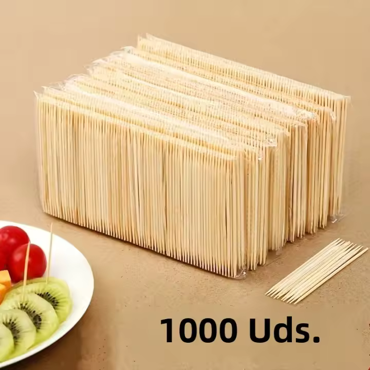 1000PCS Toallitas De Dientes Desechables Con Doble Cabeza De Bambú Natural Herramienta De Limpieza Dental Portátil Para Hogar Restaurante Hotel - 1