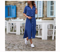 Vestido Largo Casual De Mujer Jocoo Jolee Otoño Invierno Con Botones Y Abertura Lateral Manga Larga Midi Suelto A-Line - details 6
