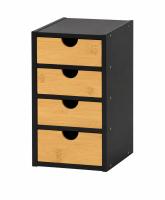 ARISE SHOP - Organizador de Cajones de Bambú Premium | 3 o 4 Niveles | Multiusos para Hogar y Oficina | Madera Ecológica Resistente - Negro/Blanco - details 3