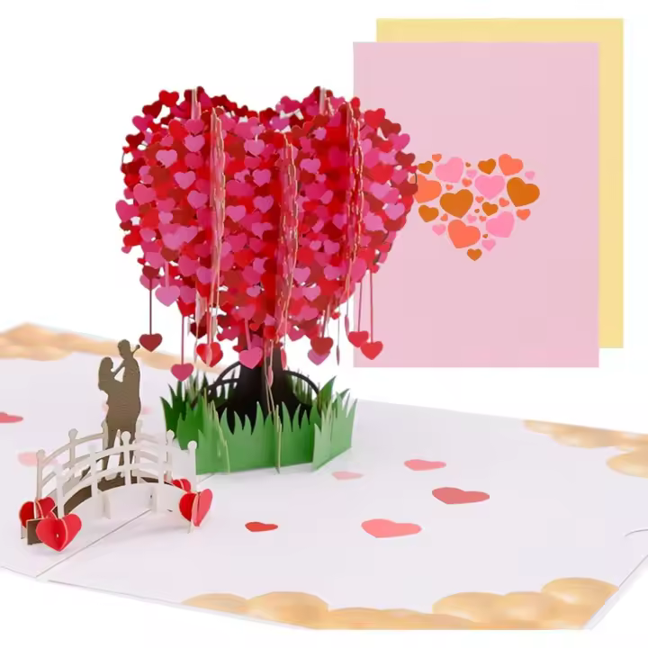Tarjeta 3D para San Valentín, Tarjeta Pop-up, Tarjeta Desplegable, 3D Árbol del Amor Tarjeta para San Valentín, Amigo, Novias, Aniversario, Pareja Aniversario Gift - 1