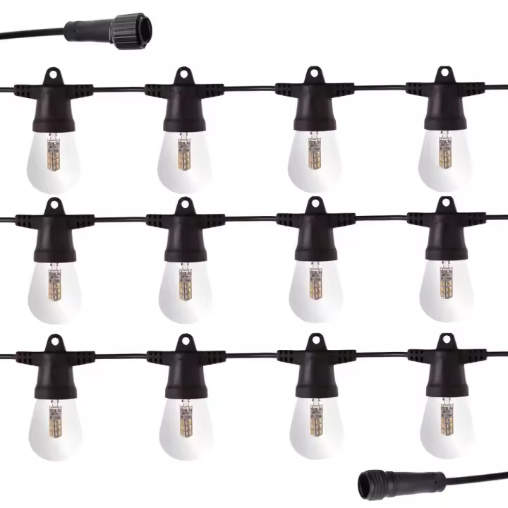Lola Home Extensión cable guirnalda jardín extensible negra con 12 casquillos y 12 bombillas led reemplazables de 7 metros Quinta - 1