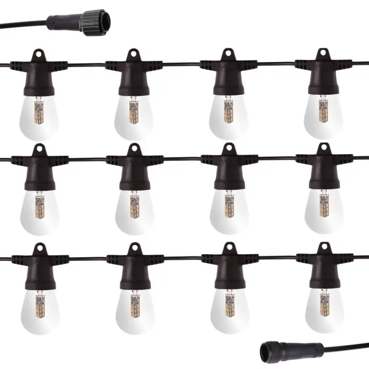 Lola Home Extensión cable guirnalda jardín extensible negra con 12 casquillos y 12 bombillas led reemplazables de 7 metros Quinta - 1