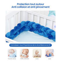 Parachoques largo anudado para cama de bebé de 3M, Protector Anticolisión de cuna tejida de cuatro capas para recién nacidos - details 4